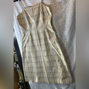 J. Crew Green Check, Plaid Sleeveless Dress Has Spaghetti Straps, Lined Bodice